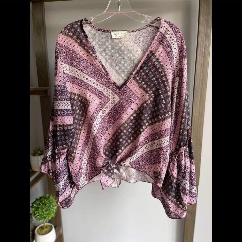 Lavenders Field Top Boho Style Shirt Size S